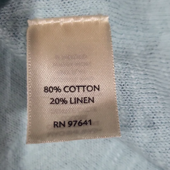 J. JILL PURE JILL Aqua Blue Scoop Neck Cotton Linen Blend Lightweight Sweater - Picture 7 of 11